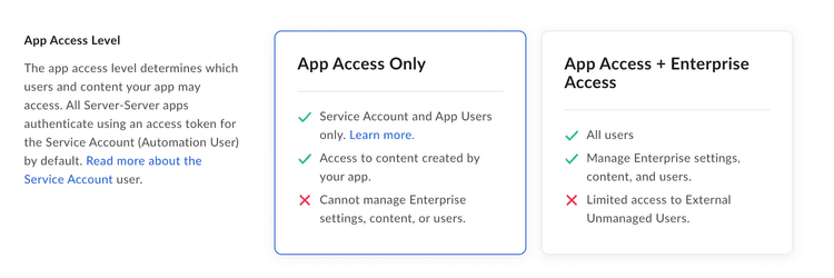 アプリのアクセスレベル