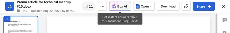 ドキュメント内の [Box AI]