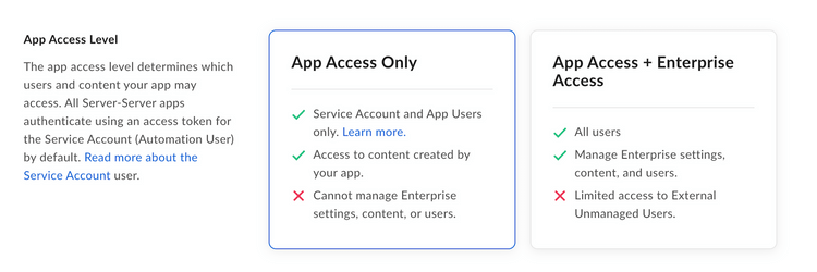 アプリのアクセスレベル